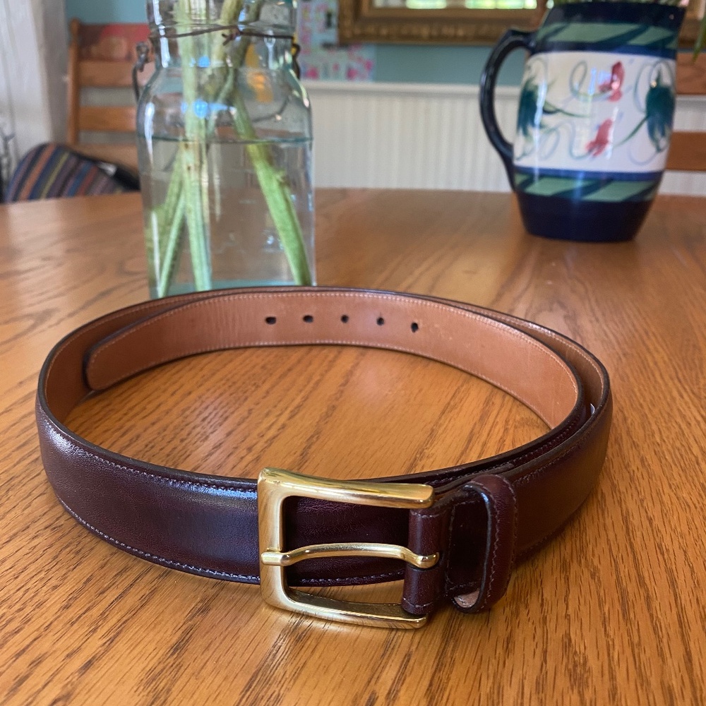 VTG Trafalgar Belt Cortina Leather Handcrafted in Norwalk CT USA SZ 36-WORN ONCE